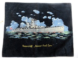 2.Világháborús Német Admiral Graf Spee Hadihajó Bársony Díszpárna Huzat