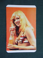 Kártyanaptár,Zalai üdítőital,Nagykanizsa sörgyár,erotikus női modell, 1975  (licites)