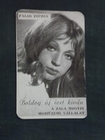 Kártyanaptár,Zala megyei MOKÉP,mozi,Pálos Zsuzsa színésznő, 1974  (licites)