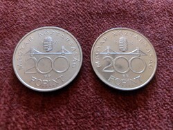 1993 - 1994 2 DB ezüst 200 FORINT érme együtt
