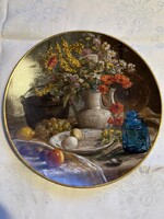 Álomszép gyűjtői virágos porcelán dísztányér Bradex.
