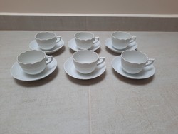 6 db Fehér Herendi porcelán kávés csésze + alj készlet