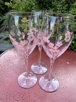 CHAMPAGNE CLUB - Laurent-Perrier Rosé pezsgőspohár 3 db homokfúvott és színezett virágmintás