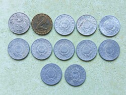 Magyarország 12 db Különböző Érme 1 2 5 Forint 1967-1989
