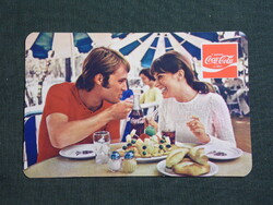 Kártyanaptár,Coca Cola üdítőital,Szabadegyháza szeszipari vállalat,férfi,női modell,1977   (licites)