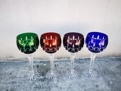 Ritka Ajka Crystal „Arabella” 4 db-os Színes Kristály Borospohár Készlet