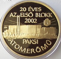 Paksi Atomerőmű - Wiegner Jenő 2002 aranyozott ezüst PP emlékérem 925Ag 33,2g peremében jelzett