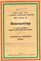 Szavazólap: "Hazafias Népfront", Szeged 1963.