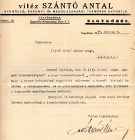 Levél: VITÉZ Szántó Antal, Nagykőrös.