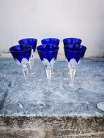 Elegáns 6 db-os Kobaltkék Kristály Likőrös Pohár Készlet – Ajka Crystal Stílus