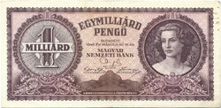 1 egy milliárd egymilliárd pengő 1946 3. alacsony sorszám "005164"