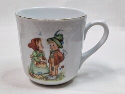 Kolozsvári régi mese vagy gyerek mintás porcelán bögre szép állapotban 8 cm. magas