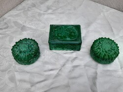 1,-Ft jade green Czech art deco malachite glass jewelry holders also based on the designs of curt schlevogt