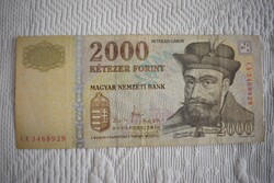 Kétezer Forint , 2010 , használt állapot , régi magyar papír pénz , 2000 , CA3468929