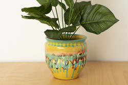 Mid century retro ceramic flower pot / old flower pot