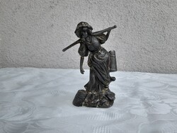 Antik talán ón ezüstözött és aranyozott vízhordó szobor