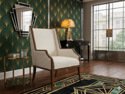 Art Deco Style Modern Design Armchair with New Bouclé Upholstery