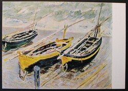 Képeslap, Művészet, Claude Monet -Étretat-i bárkák,Szépművészeti Múzeum Budapest