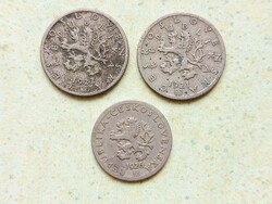 Csehszlovákia 3 db Különböző Érme 20 50 Halierov Haller 1921 1922 1926