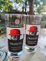 Vintage, cső  -  üveg pohár / Francis , whiskey