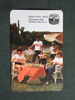 Kártyanaptár,Szövetség ABC áruház,Szolnok,család modell,Csepel kemping kerékpár, 1983   (licites)