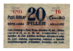 Pesti Hírlap 20 Fillér utalvány
