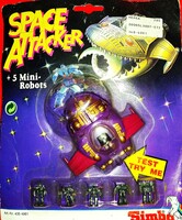 1990.Régi SPACE ATTACKER játék sci-fi űrhajó robotokkal bontatlan SIMBA a képek szerint