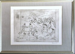 Borsos Miklós - Háború 29 x 39 cm rézkarc, papír