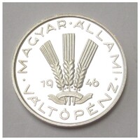 Magyarország,20 fillér 1946 PP - Mesterdarabok ezüstből UNC ezüst 5.100g999