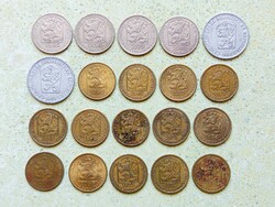 Csehszlovákia 20 db Különböző Érme 20 25 50 Halierov Haller 1962-1989