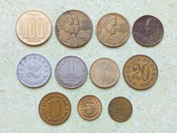 Jugoszlávia 11 db Különböző Érme 5 10 20 Para 1 2 10 20 50 100 Dínár 1953-1989