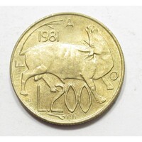San Marino,200 lire 1981 - FAO aUNC+ ötvözet