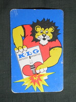 Kártyanaptár,Veszprém,Bakony művek,KLG autógyertya,grafikai,reklám figura,oroszlán, 1987   (licites)