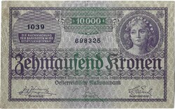 10000 kronen korona 1924 Ausztria 3.