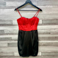 H&M fekete-piros alkalmi ruha 36