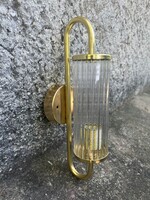 Bauhaus / Art Deco üvegcsöves réz fali lámpa - vintage design mid century retro falilámpa csillár