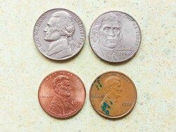 USA 4 db Különböző Érme 1 5 Cents 1964-2019
