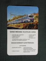 Kártyanaptár,Ganz-MÁVAG Mozdony Vagon és Gépgyár,Budapest,villamos mozdony,1985   (licites)