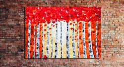 JMModernAbstract RED FOREST 100x70 cm-es kortárs vászon festmény
