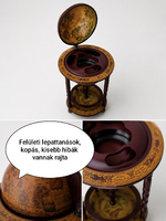 Földgömb bárszekrény, italtartó (szerkezetileg tökéletes állapotú, görgőkkel felszerelt)