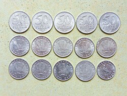Magyarország 15 db Különböző Érme 10 20 50 Fillér 1980-1989