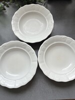 Zsolnay indamintás porcelán, fehér mélytányér, paraszt tányér készlet