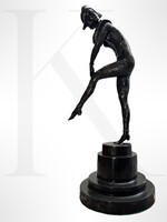Demétre Chiparus (1886–1947) Art Deco bronze sculpture on marble base - The Court Jester (Harlequin/Pierrot)