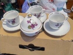 Henneberg virágmintás porcelán mokkás/teáskészlet