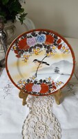 Kutani,madár és virág mintás japán porcelán tányér