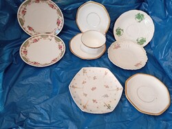 Porcelán csésze +8 kistányér együtt