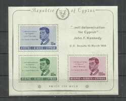 1965.- Ciprus - vágott blokk - MNH/** - Kennedy