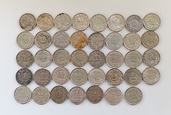 39 db régi svájci ezüst 1/2 frank érme lot – 1920–1965 – Helvetia – 835 ezüst