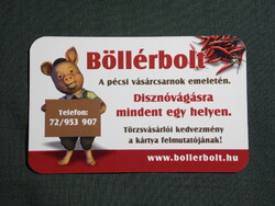 Kártyanaptár,Böllérbolt,Pécs,Vásárcsarnok,reklám figura,malac, 2012   (licites)