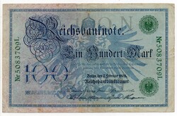 Németország 100 német birodalmi Márka, 1908, zöld pecsét